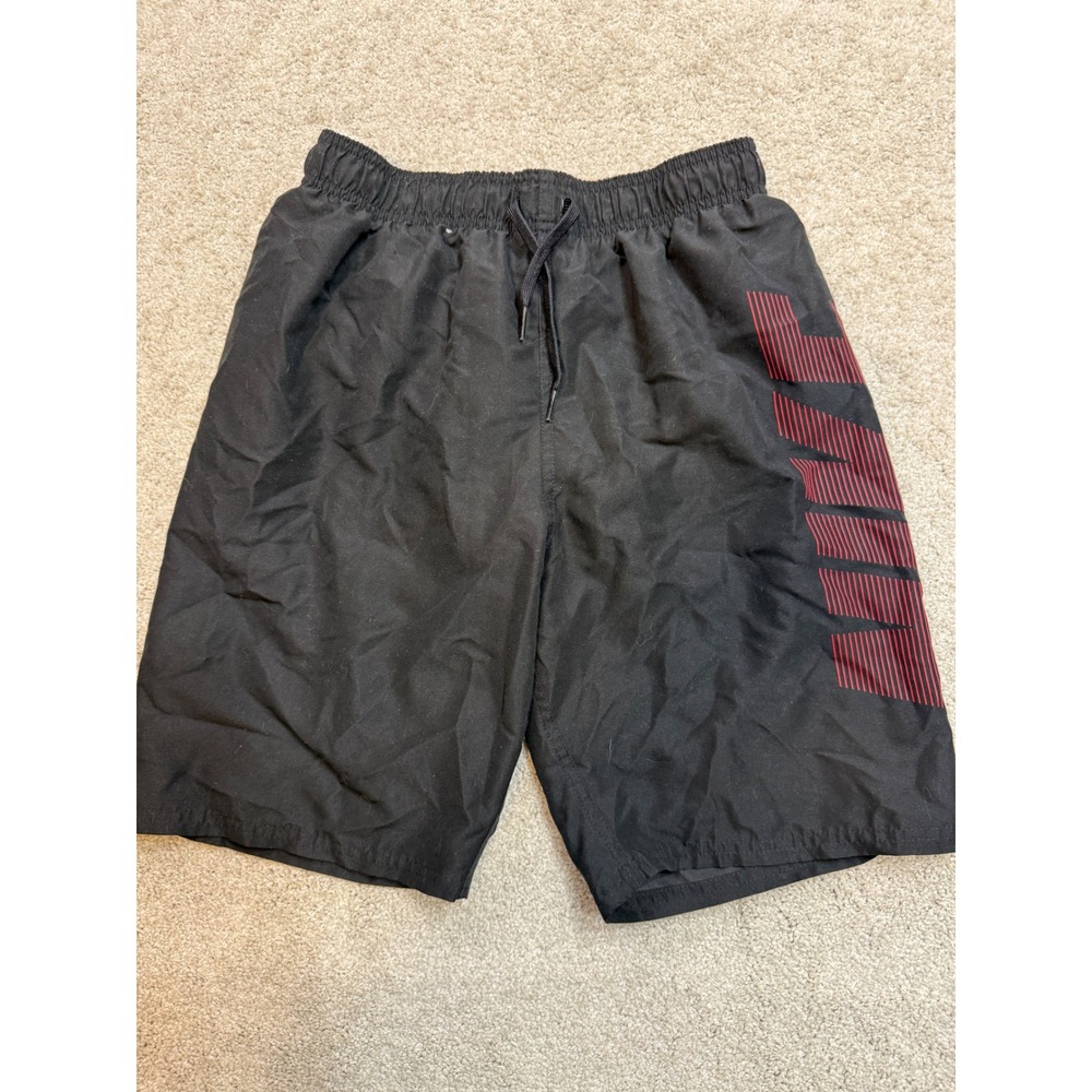 Nike Mens Swim Trunks Black Red Graphic Logo‎ Board Shorts Size Small NESS9433